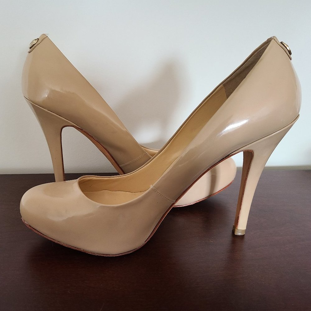 Ivanka Trump Nude Patent Leather Pumps, Size 9.5